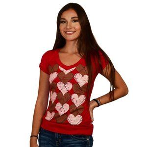 Red Heart Argyle V-neck Top